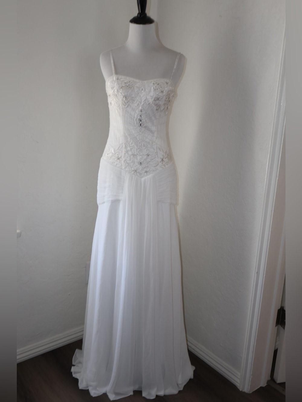 sue wong ivory beaded corset evening gown vintage y2k dress size 2